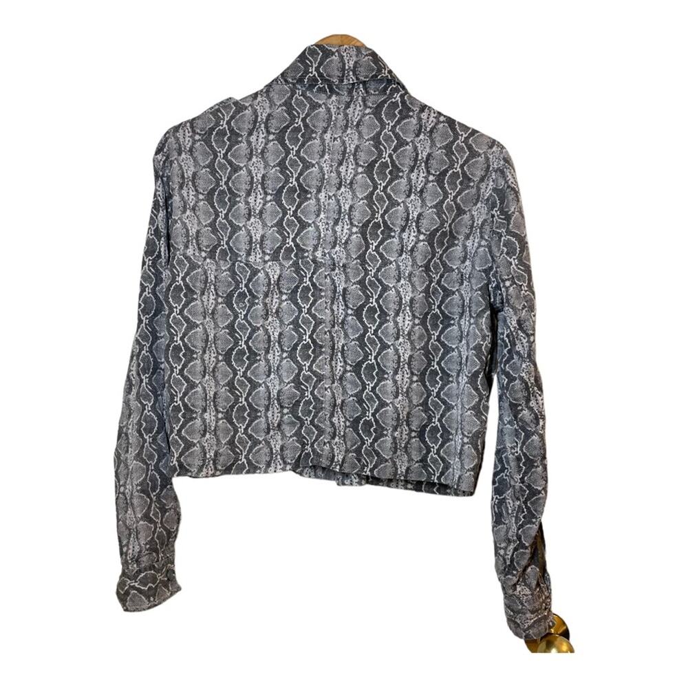 Blank NYC Snake Python Print Cropped Moto Jacket Lyocell Gray Small - Picture 3 of 7